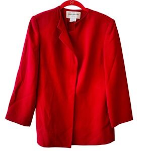 JONES NEW YORK Petite Red Blazer Jacket Button Front Suit Career Size 8P
